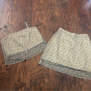 Vintage 90s y2k two piece yellow floral set